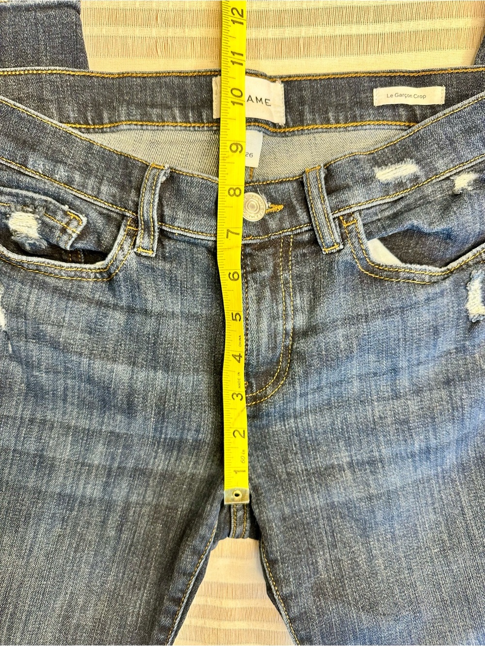 FRAME Le Garçon Crop Distressed Jeans 26 - Picture 5 of 8